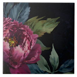 Elegant mörk rosa blommigt vattenfärg   kakelplatta