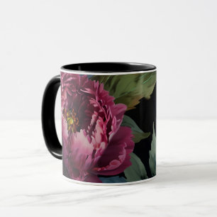 Elegant mörk rosa blommigt vattenfärg   mugg