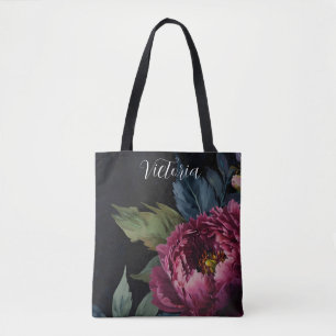 Elegant mörk rosa blommigt vattenfärgsanpassa tygkasse