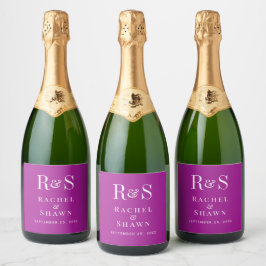 Elegant Mörk Rosa Chic Modern Monogram Bröllop