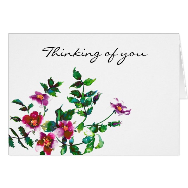 Elegant mörk rosa moderna vildblommor OBS kort (Framsidan Horizontal)