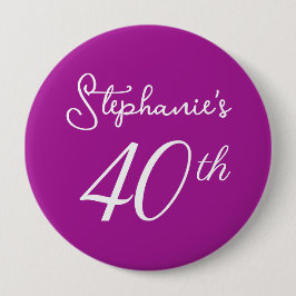 Elegant Mörk Rosa Monogram 40 födelsedagar Party Knapp