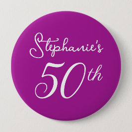 Elegant Mörk Rosa Monogram 50:e Födelsedagsfesten Knapp