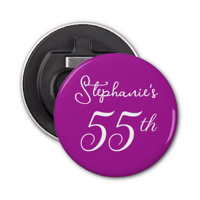 Elegant Mörk Rosa Monogram 55: e Födelsedagsfesten Flasköppnare (Framsidan)