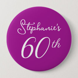 Elegant Mörk Rosa Monogram 60:e Födelsedagsfesten Knapp