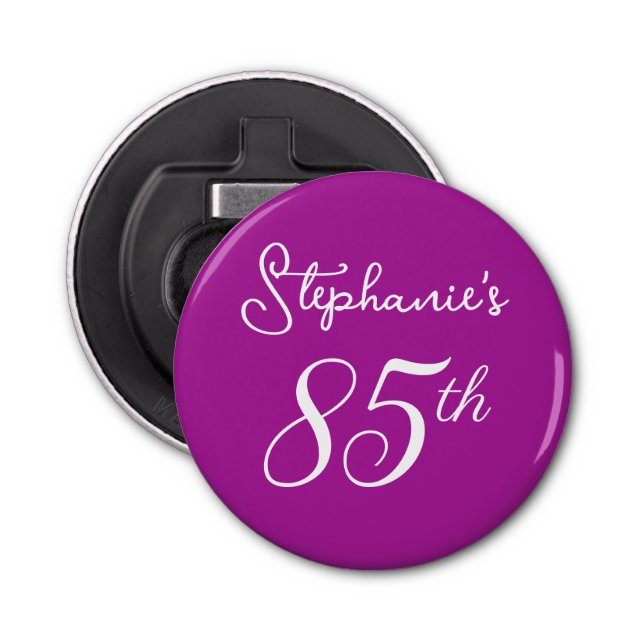 Elegant Mörk Rosa Monogram 85: e Födelsedagsfesten Flasköppnare (Framsidan)