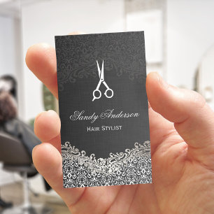 Elegant Mörk Silver Damask - hårslista Visitkort