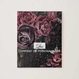 Elegant mörk svart romantisk rosblommig design pussel
