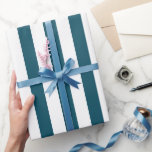 Elegant Mörk Teal and White Stripe Mönster Presentpapper<br><div class="desc">Enkel mörk - papper förpackning - perfekt för bröllop,  möhippor och födelsedagar.</div>
