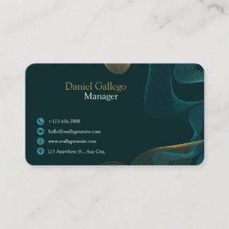 Elegant mörk teal guld abstrakt professionell näri visitkort