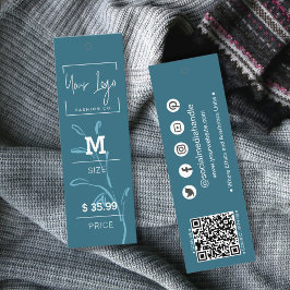 Elegant Mörk Teal Löv QR Apparat Prisa Märkre