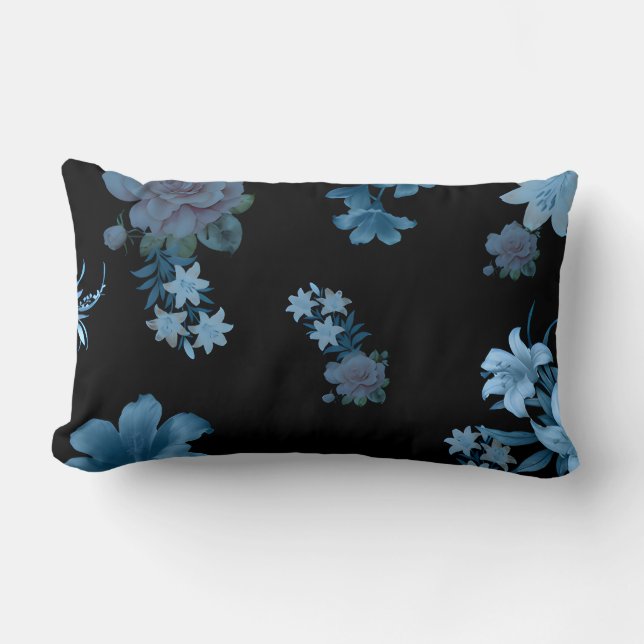 Elegant mörk tealblommig ländkudde lumbarkudde (Framsida)
