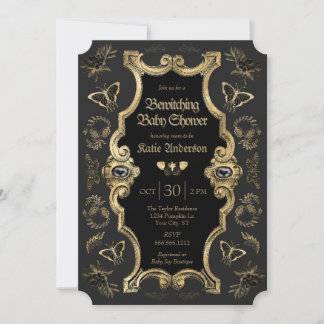 Elegant Mörk Viktorian Gothic Baby Shower Inbjudningar