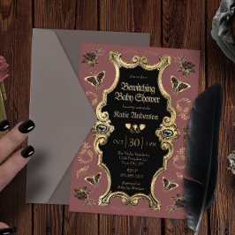 Elegant Mörk Viktorian Gothic Baby Shower Inbjudningar