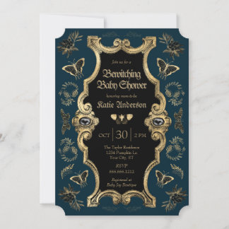 Elegant Mörk Viktorian Gothic Baby Shower Inbjudningar