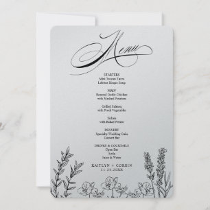Elegant Mörk Vildblomma Meny Kort