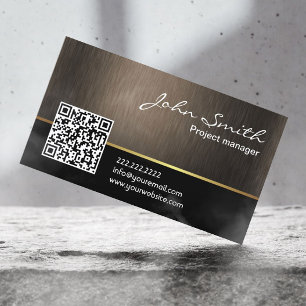 Elegant Mörk Wood QR-kodAffärskort Visitkort