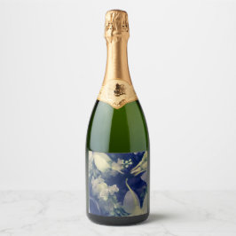elegant mörka blommor champagneflaskans etikett
