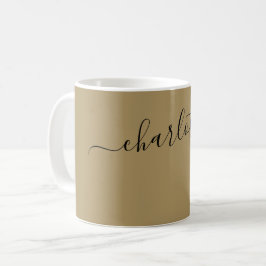 Elegant mörkbeige färg Modernt Namn Personligt Kaffemugg
