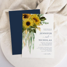 Elegant mörkblå blommig solrosbröllop