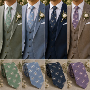 Elegant mörkblå ditsy blommig slips