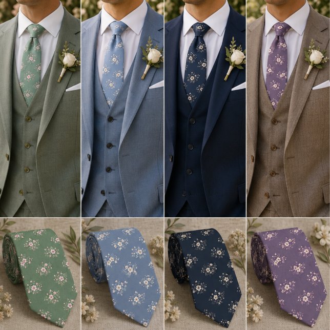 Elegant mörkblå ditsy blommig slips (Skapare uppladdad)