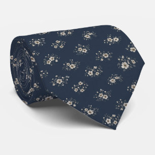 Elegant mörkblå ditsy blommig slips