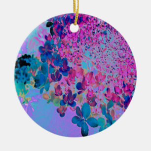 Elegant mörkblå och magenta Limelight Hortensia Julgransprydnad Keramik