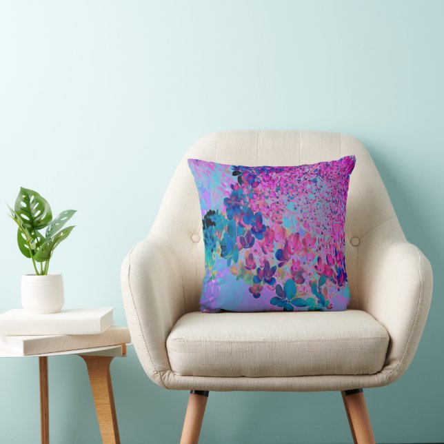 Elegant mörkblå och magenta Limelight Hortensia Kudde (Stol)