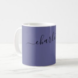 Elegant mörkblågrå färg namn personlig kaffemugg