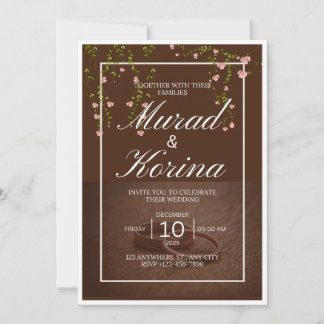 Elegant mörkbrun blomster inbjudningar