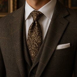 Elegant mörkbrun och guld Royal vapensköld Slips