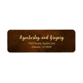 Elegant Mörkbrun Texturerad Med Guldaccent Returadress Etikett