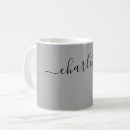 Elegant mörkgrå färg modernt namn personligt kaffemugg