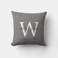 Elegant mörkgrå vit monogram bröllopssinnesaker