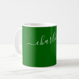 Elegant mörkgrön färg Modernt namn Personligt Kaffemugg