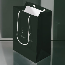 Elegant Mörkgrön Modern Minimalist Monogram Namn