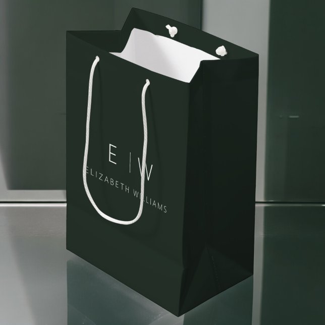 Elegant Mörkgrön Modern Minimalist Monogram Namn (Skapare uppladdad)