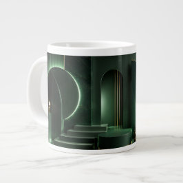 Elegant mörkgrön och guld abstrakt geometrisk kons jumbo mugg