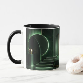 Elegant mörkgrön och guld abstrakt geometrisk kons mugg