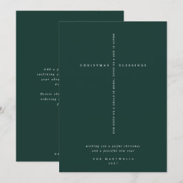 Elegant mörkgrön skriftsida kors julkort