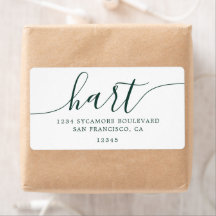 Elegant mörkgrön skript Familj adress