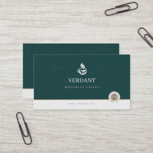 Elegant mörkgrön specialkaffekort för företag visitkort