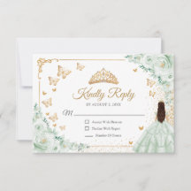 Elegant mörkgröna rosor guld Quinceanera-svar