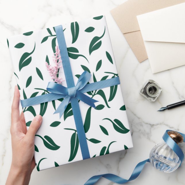 Elegant mörkgrönt bladinslagspapper presentpapper (Gifting)