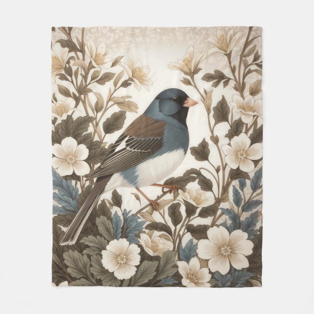 Elegant Mörkögd Junco Kräm Blommig Fleecefilt (Framsidan)