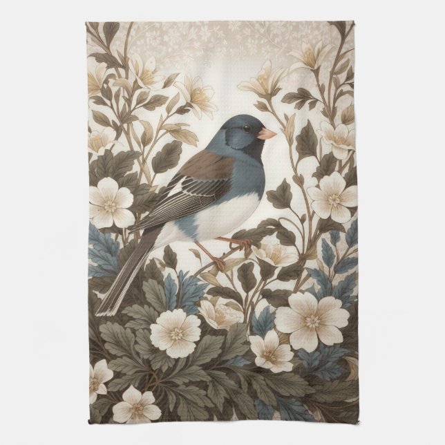 Elegant Mörkögd Junco Kräm Flera Blommor Kökshandduk (Vertikal)