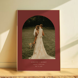 Elegant mörkröd bröllopspar-fotoark poster