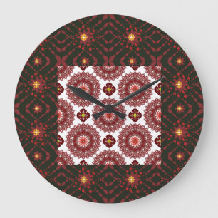 Elegant mörkröd Mandala Geometrisk Väggklocka – Ar
