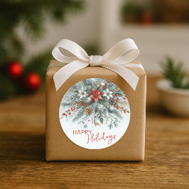 Elegant Mörkröd Teal Blå Grön Blommig Krans Runt Klistermärke